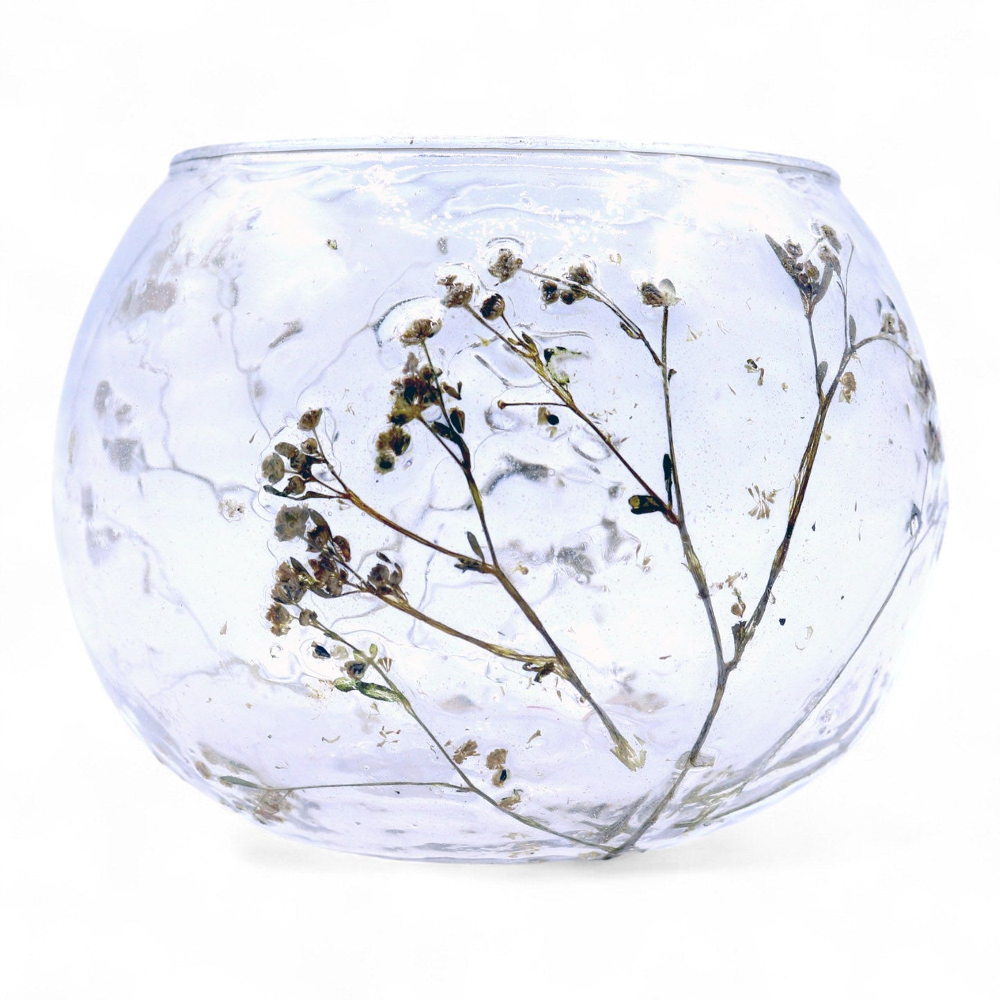 Bougeoir en verre à motif floral naturel - Marguerite - (8 x 10 cm)