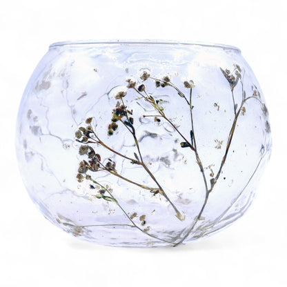 Bougeoir en verre à motif floral naturel - Marguerite - (8 x 10 cm)