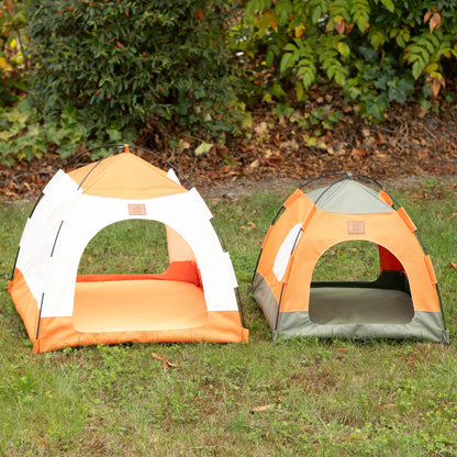 PAW Bed – Tienda verde y naranja – 48 × 48 × 40 cm