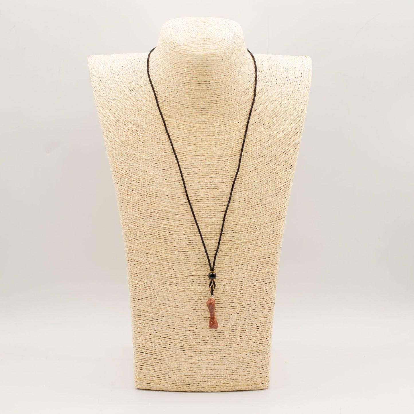 Collier en corde avec pendentif en pierre précieuse - Goldstone osseuse
