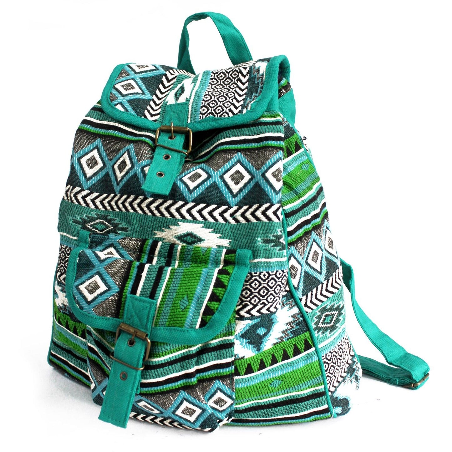 Mochila Tejido Jacquard Verde Azulado