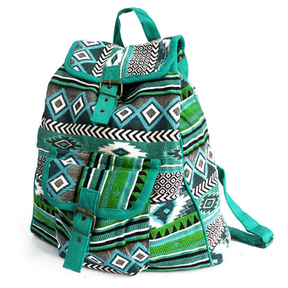 Mochila Tejido Jacquard Verde Azulado