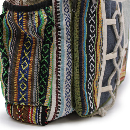 Großer Hanf-Rucksack – Seil-Stil mit Taschen