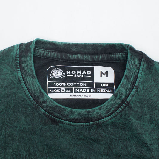 Nomad Sari T-Shirt aus gewaschener Baumwolle – Lebensbaum – Grün – Medium