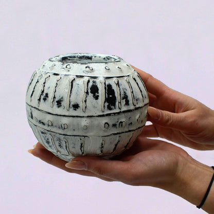 Pot à bulles en argile grecque - Crème 10 cm