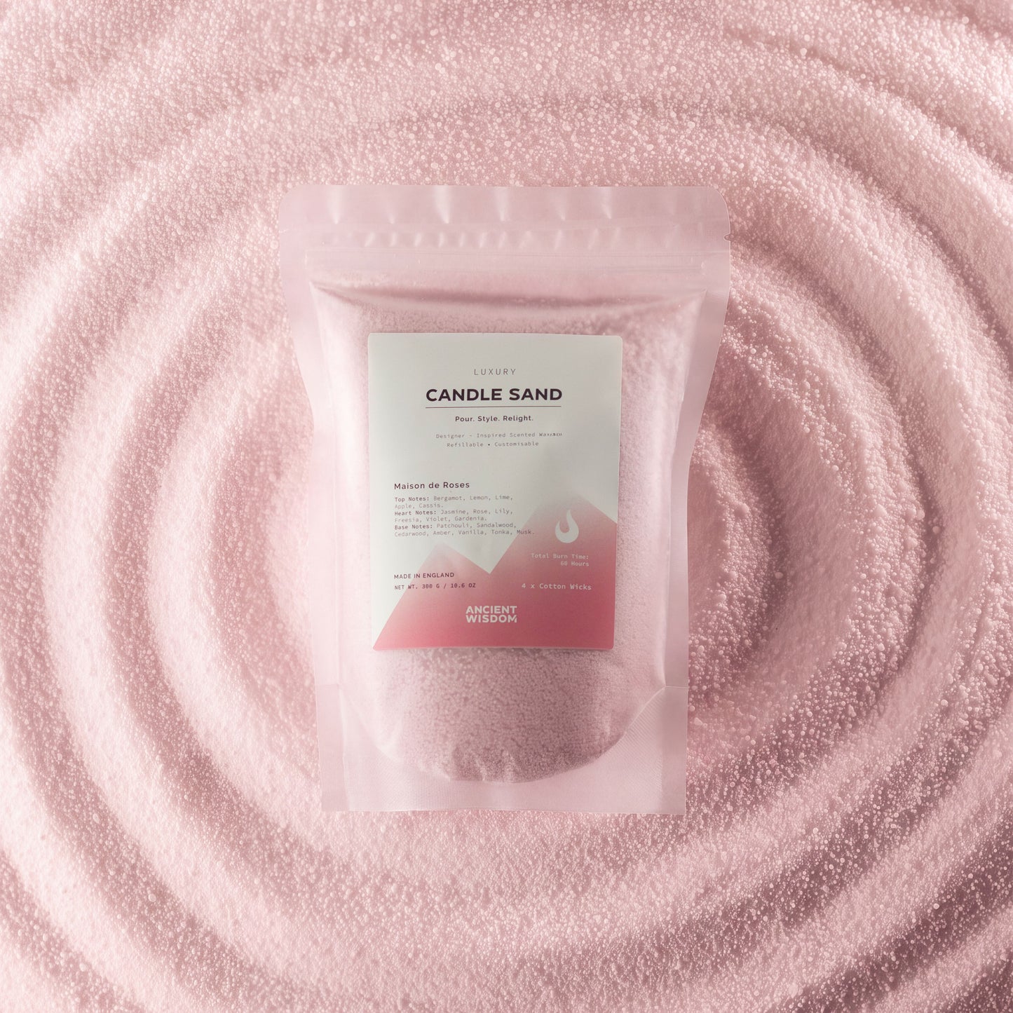 Arena perfumada para vela - Rosa empolvada - Maison de Roses - 300g