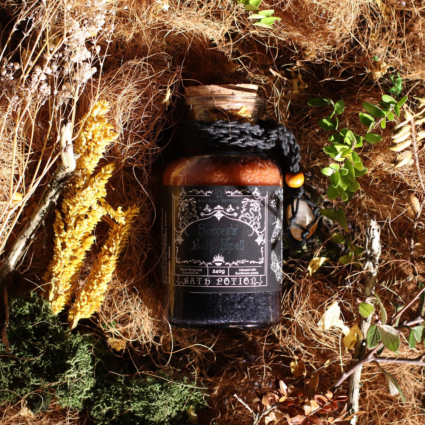 Potion de bain de sorcière ancienne et amulette en cristal de citrine - Succès