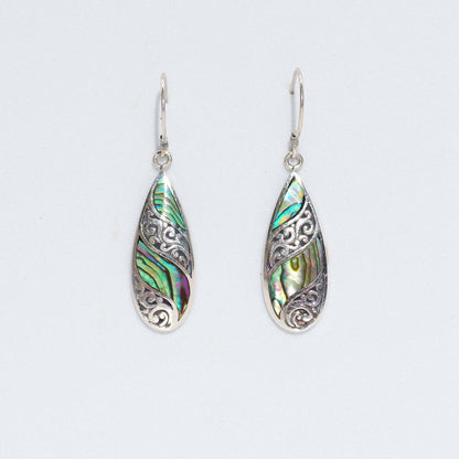 Boucles d'oreilles coquillage et argent - Longue larme - Ormeau