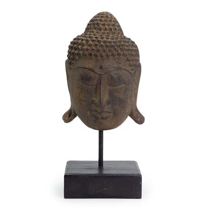 Grande tête de Bouddha de la Sérénité sur pied - Gris