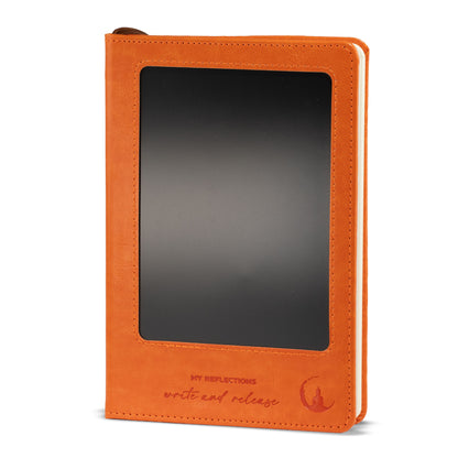 Cuaderno de intenciones A5 - Pantalla LCD borrable - Efecto cuero naranja - 80 hojas
