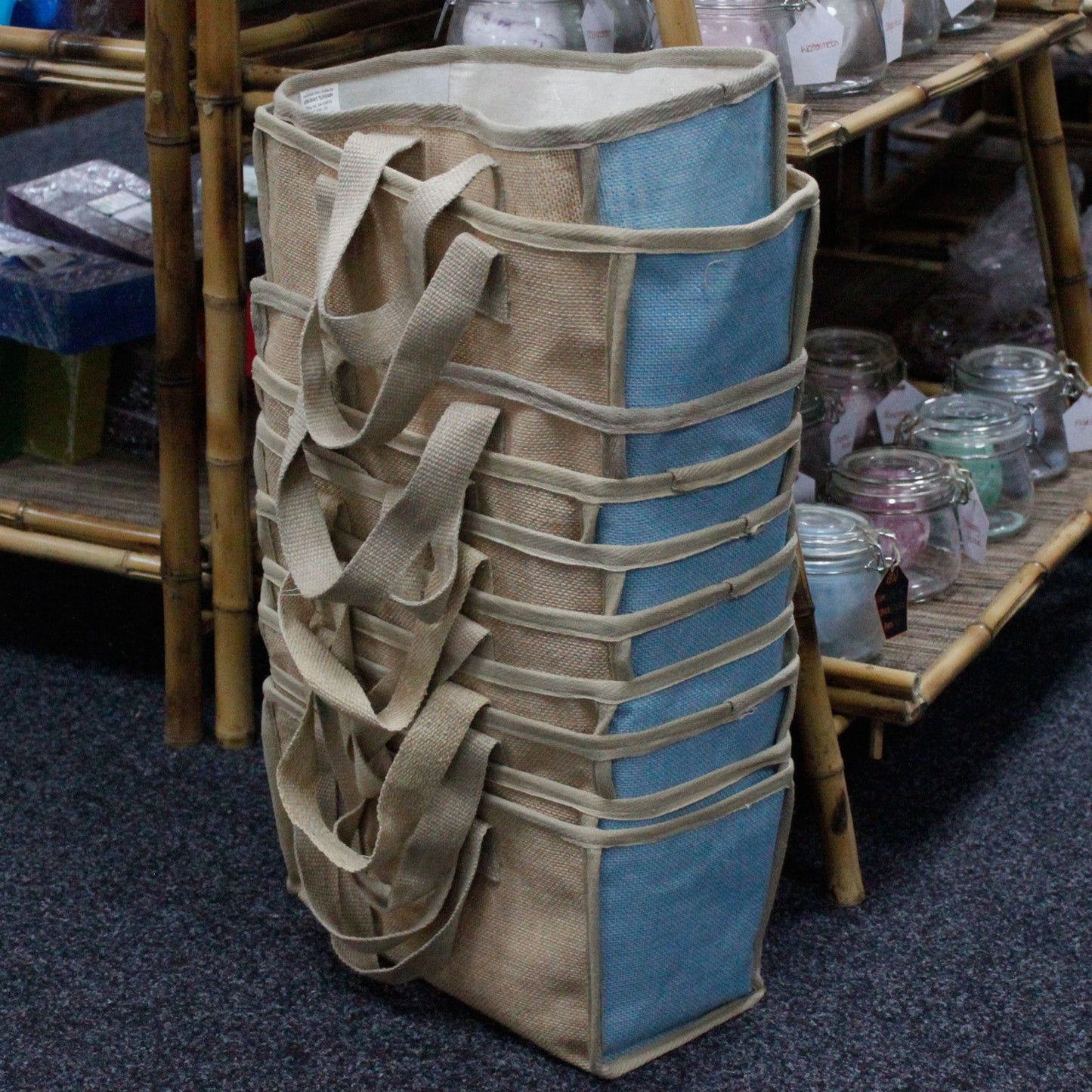 Cesta Grande Yute Azul 33x18x20cm