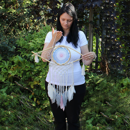 Atrapasueños - Med Macramé Evil Eye Azul / Blanco / Negro