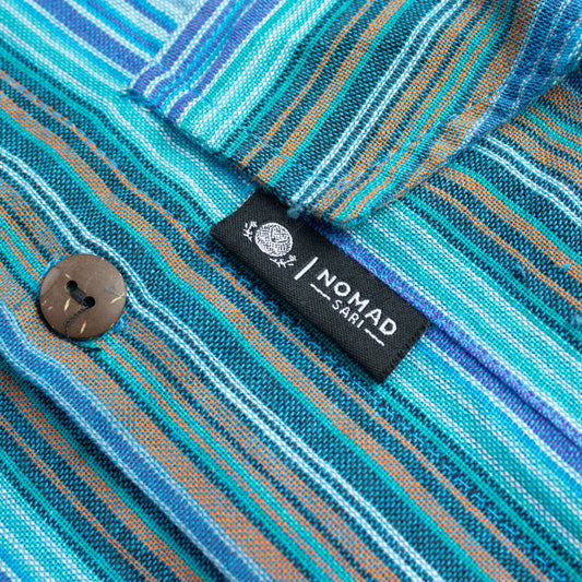Nomad Sari Grandad Shirt - Türkis - Medium