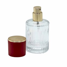 Flacons de parfum en verre avec vaporisateur et bouchon rouge 30 ml