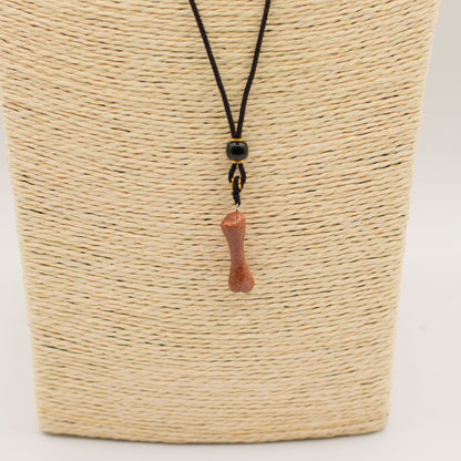 Collier en corde avec pendentif en pierre précieuse - Goldstone osseuse