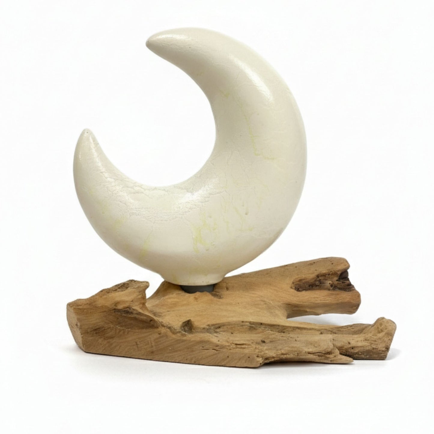 Lampe de table avec abat-jour demi-lune craquelé – Gris