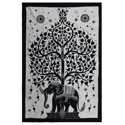 Couette simple en coton + tapisserie murale - Singe - Arbre éléphant