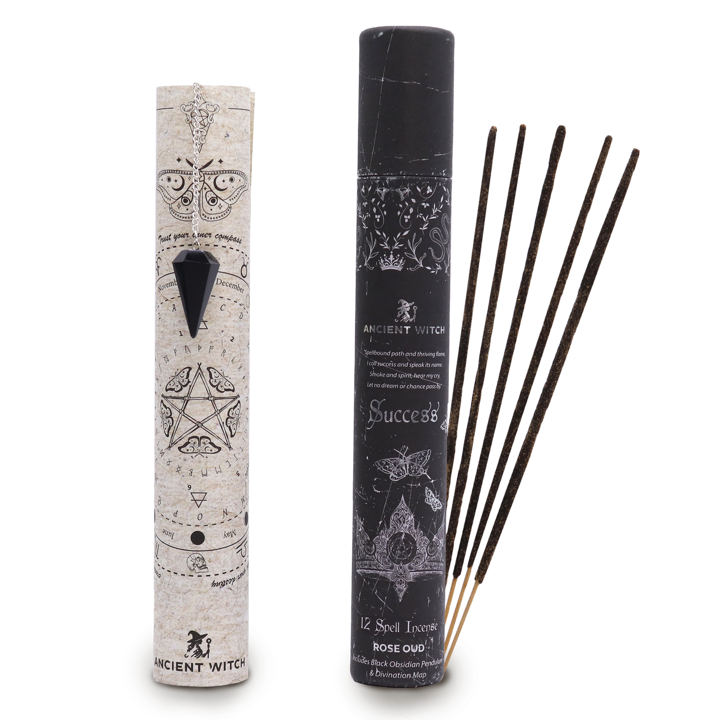 Encens de sortilège de sorcière ancienne - Succès - Pendule en obsidienne noire