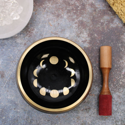 Grand ensemble de bols chantants tibétains - Phase de lune - Noir 14 cm