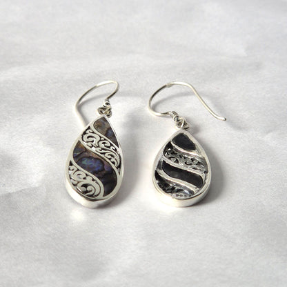 Boucles d'oreilles coquillage et argent - Longue larme - Ormeau