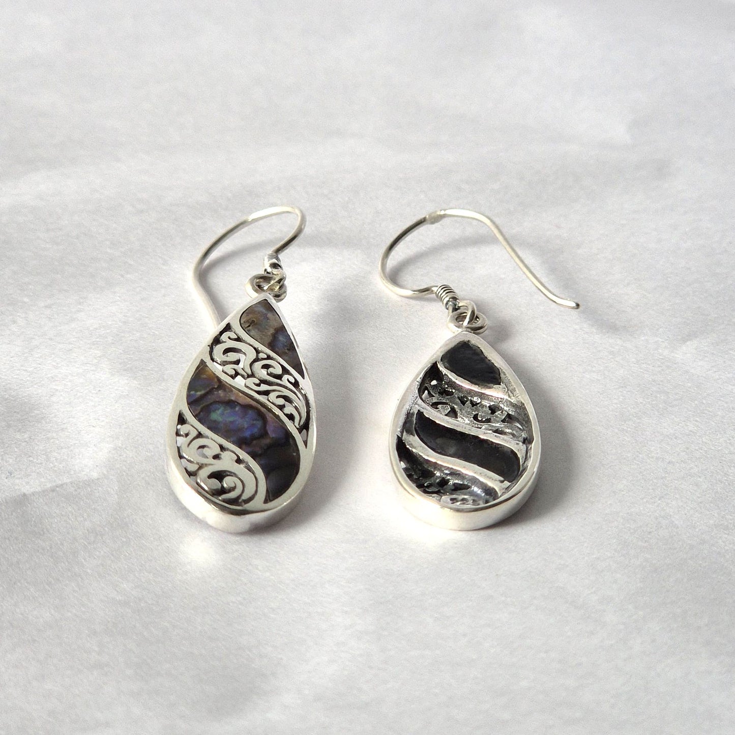 Boucles d'oreilles coquillage et argent - Longue larme - Ormeau