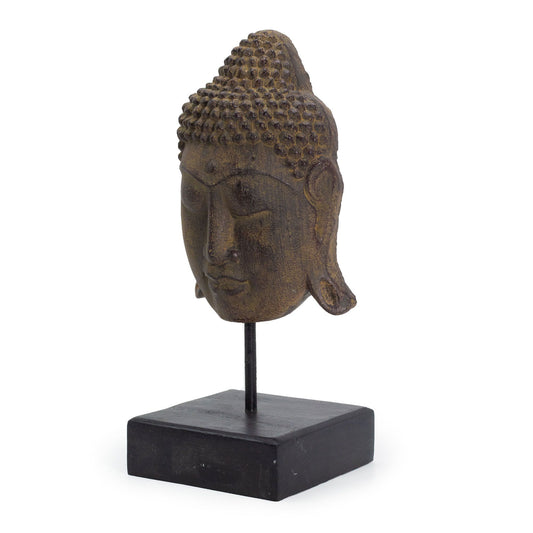 Großer Serenity-Buddha-Kopf auf Ständer - Grau