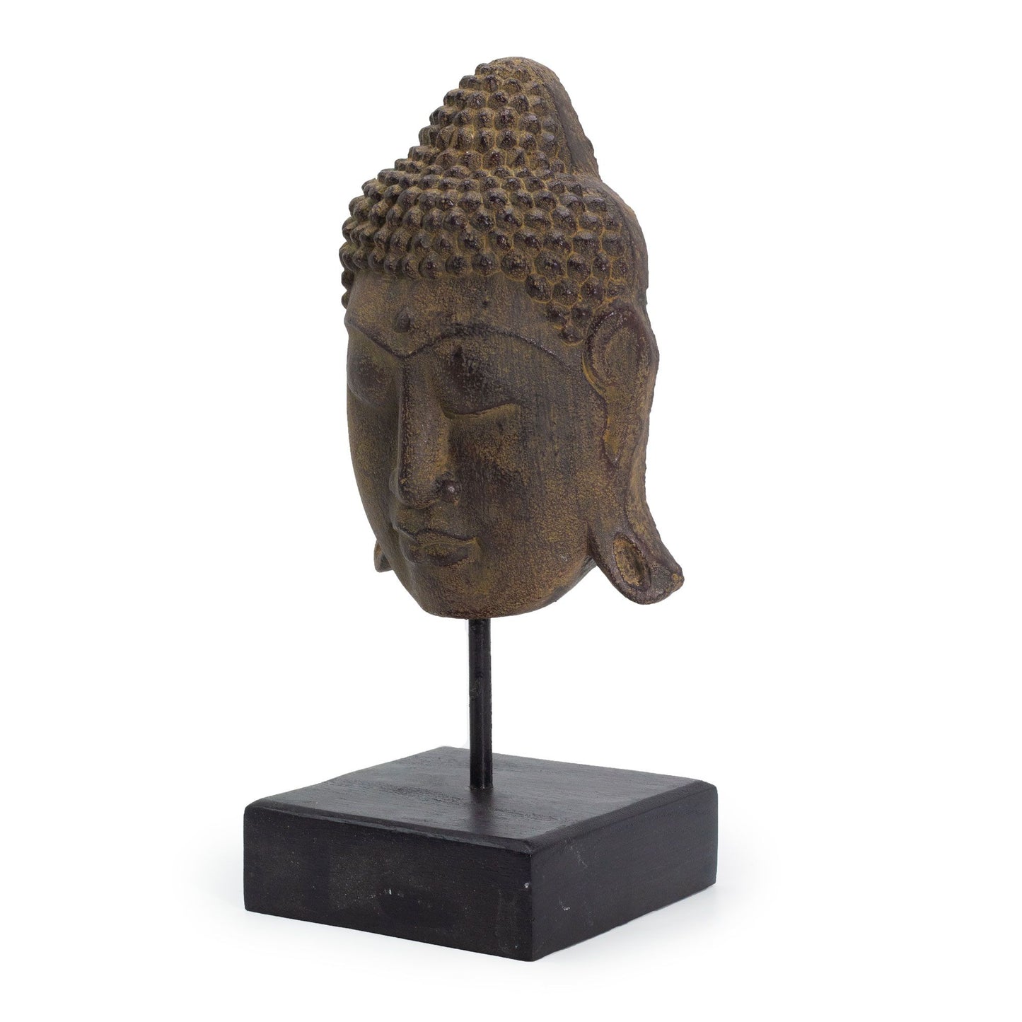 Grande tête de Bouddha de la Sérénité sur pied - Gris