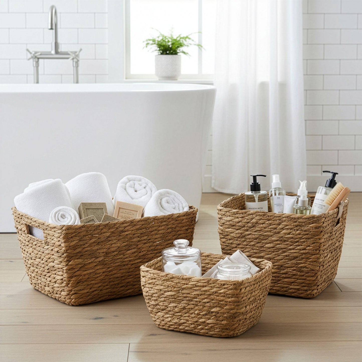 Quadratische Seegraskörbe – Natur – 3er-Set