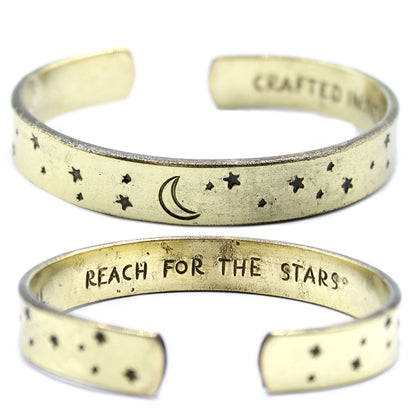 Inspirierendes Armband - Messing Sonnenaufgang, Galaxie, Sterne, Erde