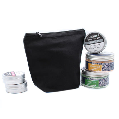 Neceser de algodón negro 10 oz - bolso mediano