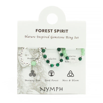 Set aus Ringen mit Nymphengeist-Edelstein – Waldgeist