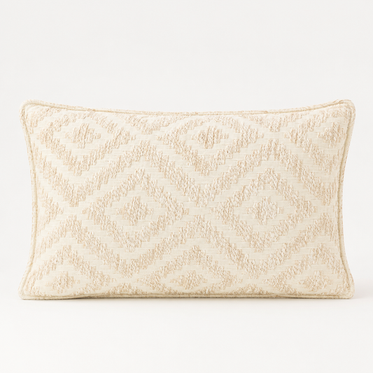 Housse de coussin classique - Crème neutre géométrique - 30x50 cm - Style bois