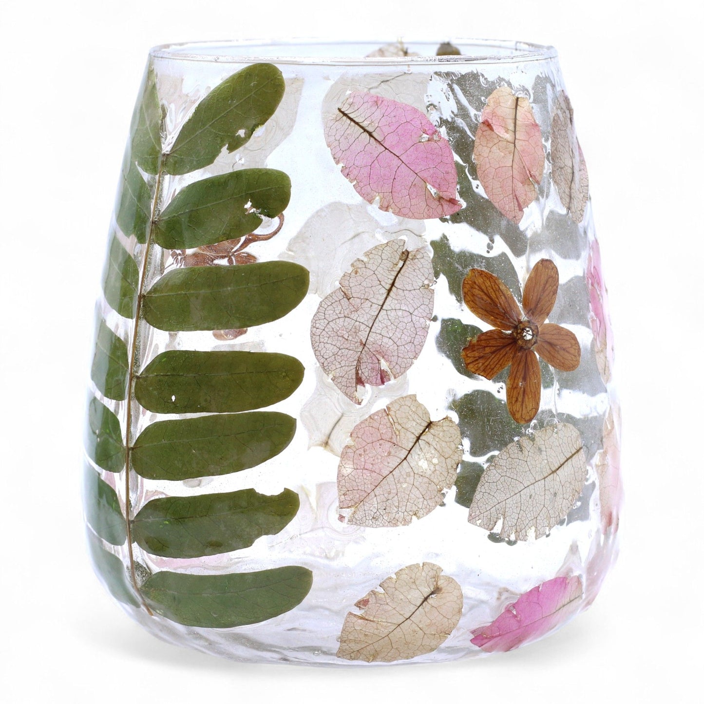 Bougeoir en verre floral naturel - Vase - Printemps (12x11cm)