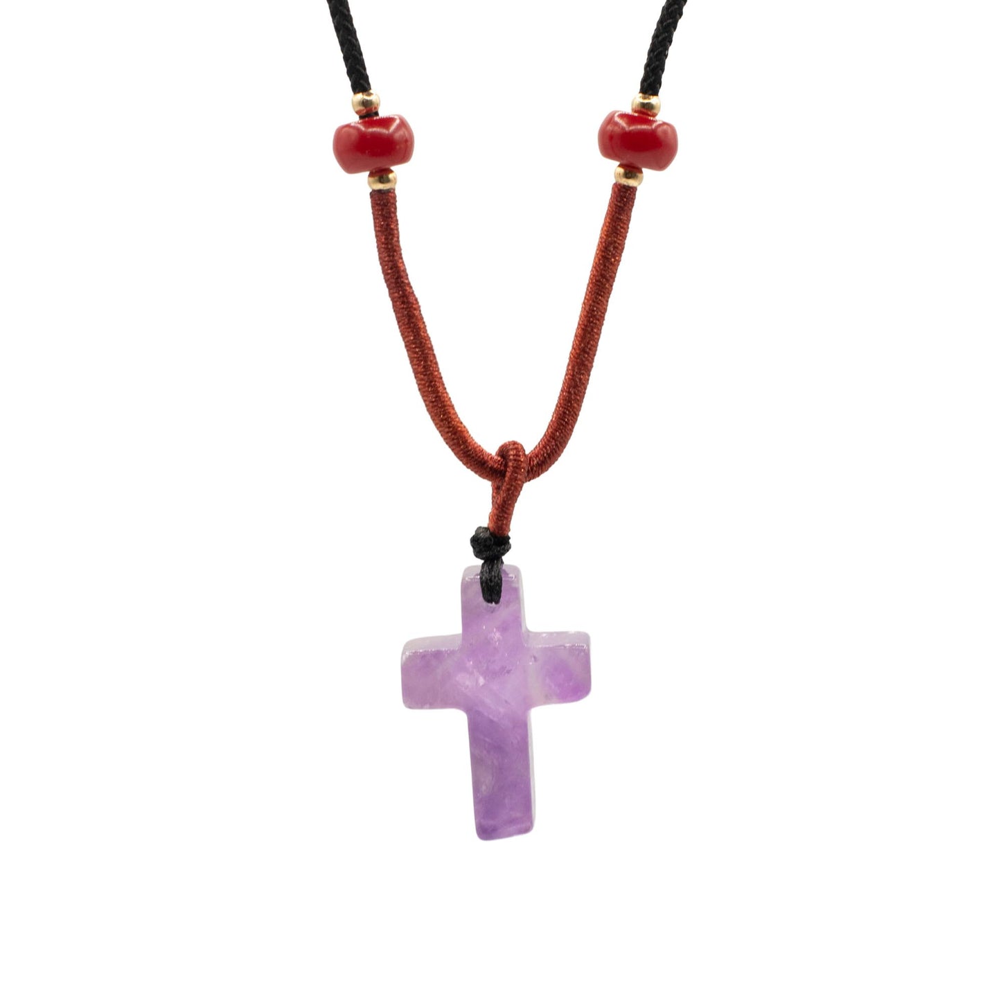 Kordelkette Edelstein-Anhänger – Amethyst-Kreuz