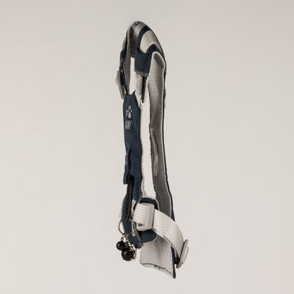 PAW - S (4-8 kg) Arnés de paso para perros Guardian con malla reflectante - Gris roca - Colgante de obsidiana negra