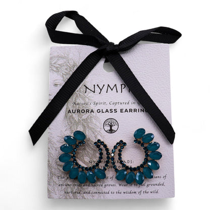 Verde azulado - Vidrio vintage - Aro - Aretes