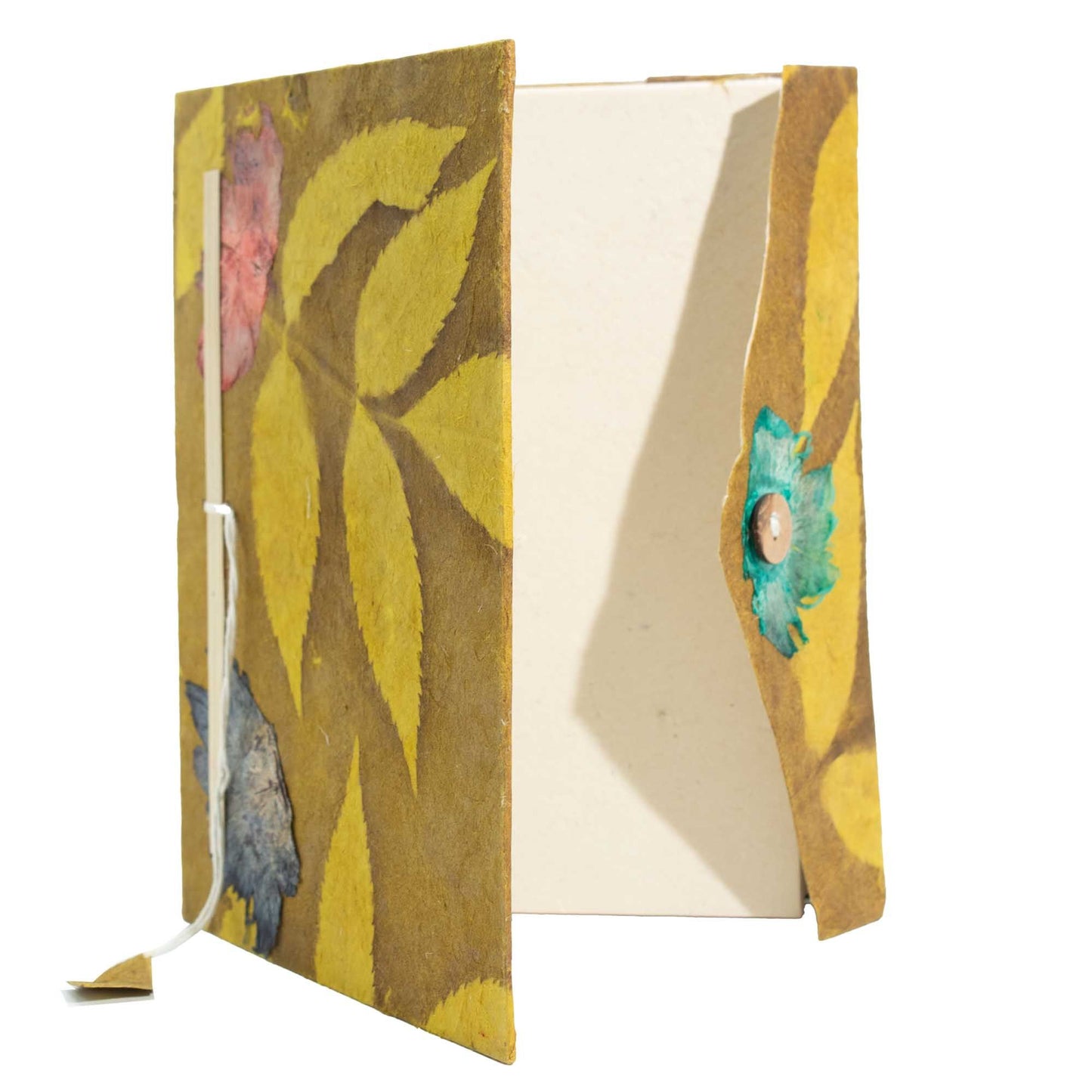Carnet Lokta « bold floral » – Grand (21x15cm) – 45 feuilles – Marque-page inclus – Olive