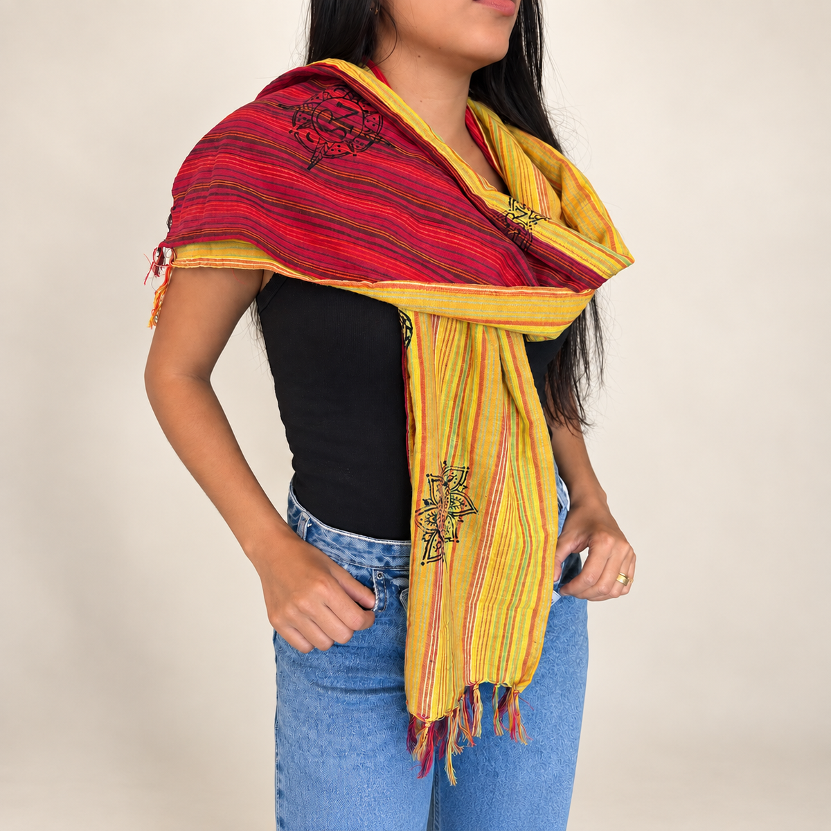 Nomad Sari - Bufanda de bendición de viaje - 170x50cm - Despedida de Katmandú