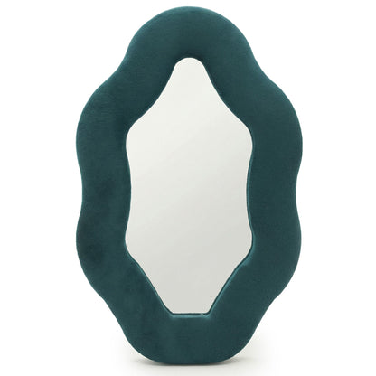 Miroir doux et ondulé – Galet ovale – Turquoise véritable (20.5 x 32.5 x 2.3cm)