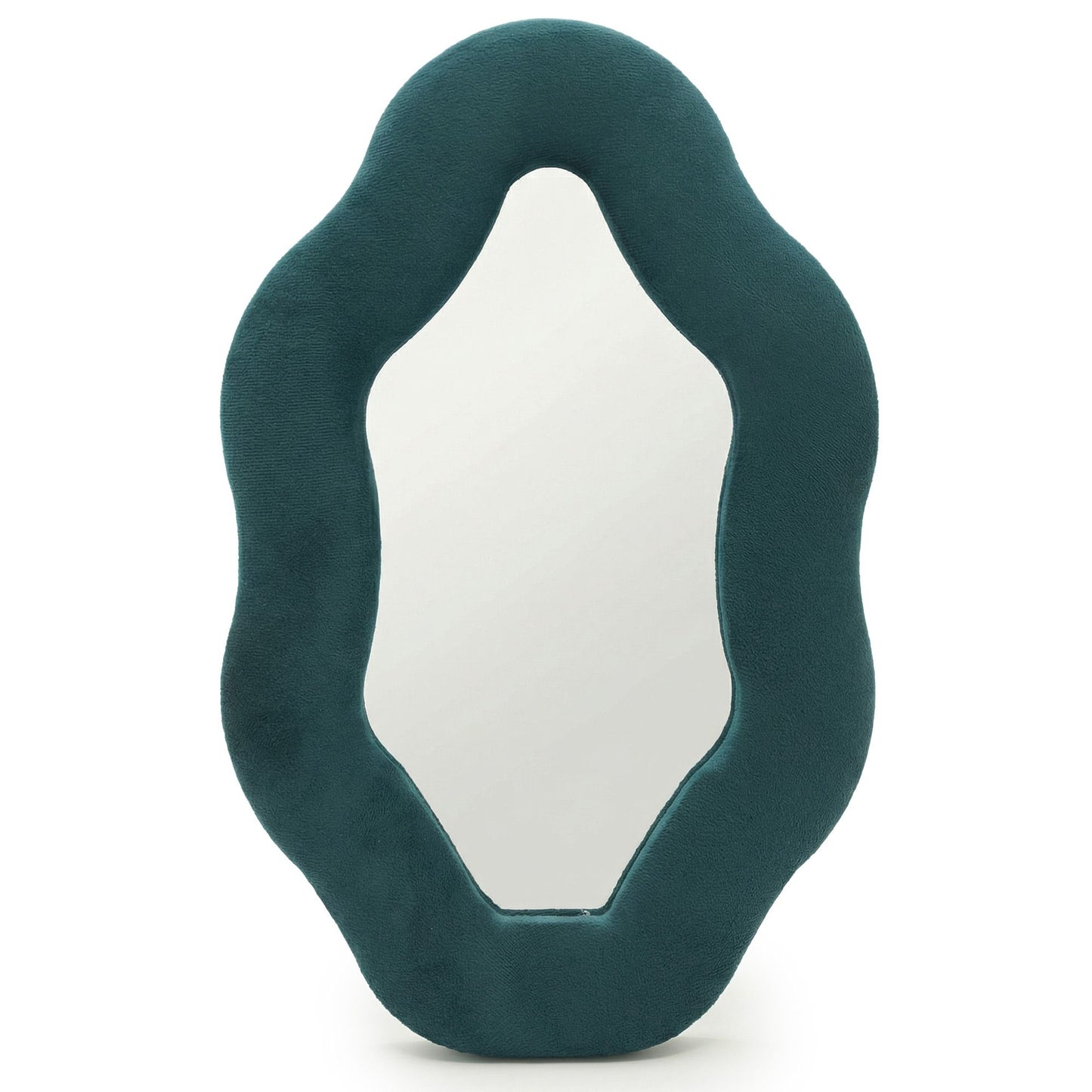Miroir doux et ondulé – Galet ovale – Turquoise véritable (20.5 x 32.5 x 2.3cm)