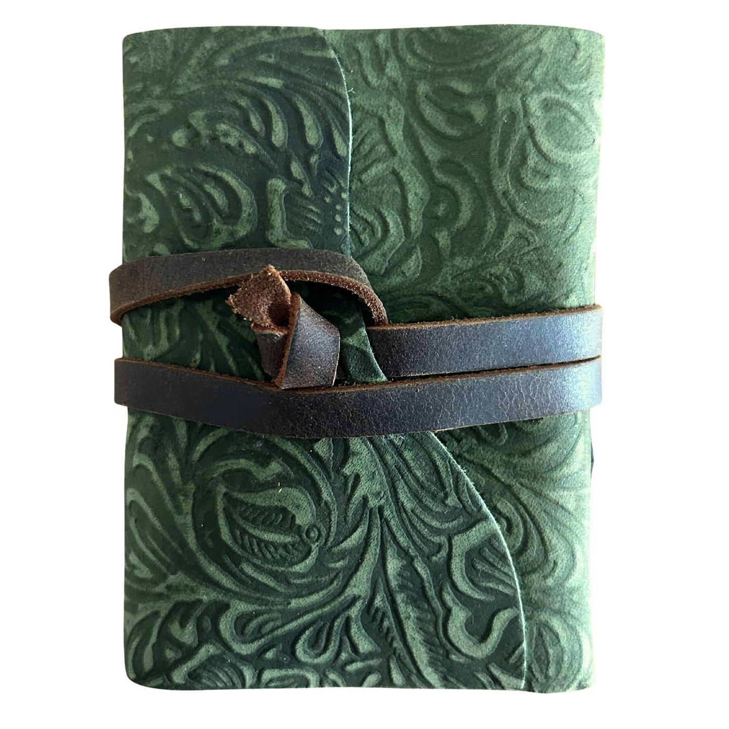 Carnets en cuir à bordure épaisse (5 x 3,5 pouces) - Motif labyrinthe vert