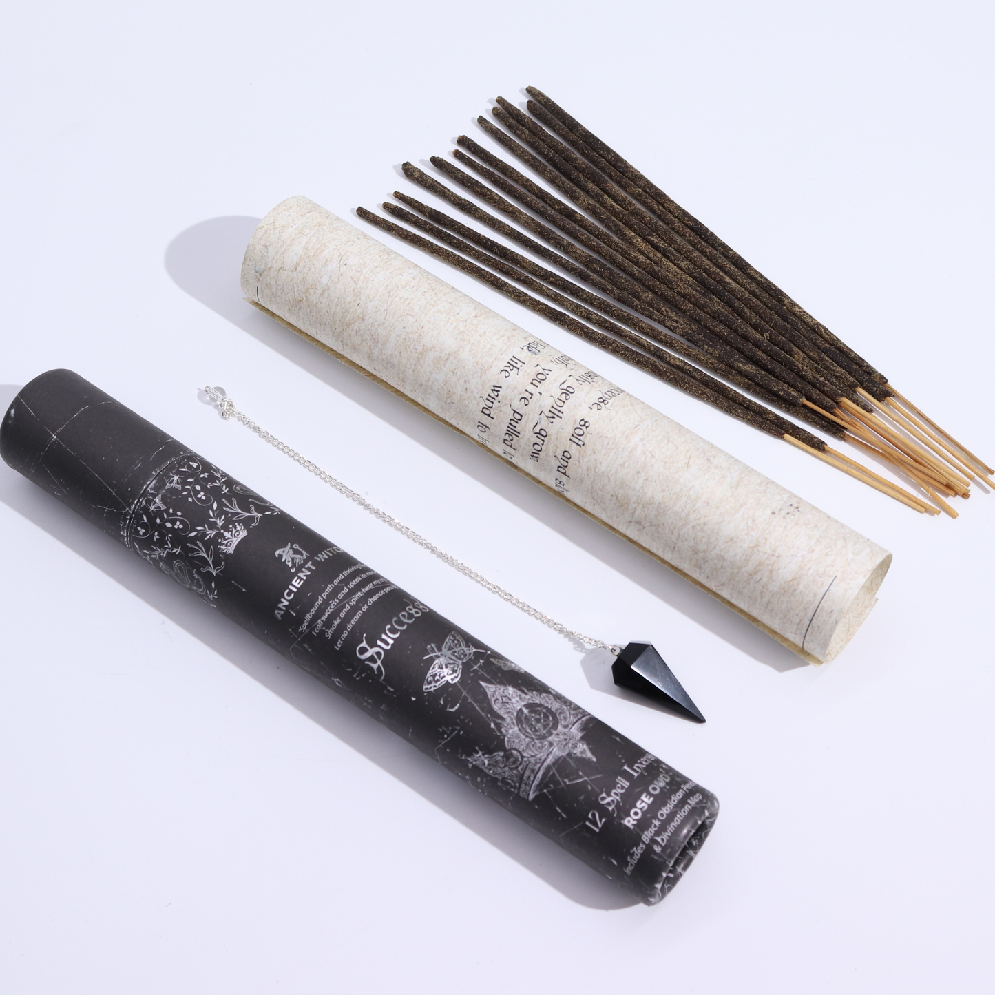 Encens de sortilège de sorcière ancienne - Succès - Pendule en obsidienne noire
