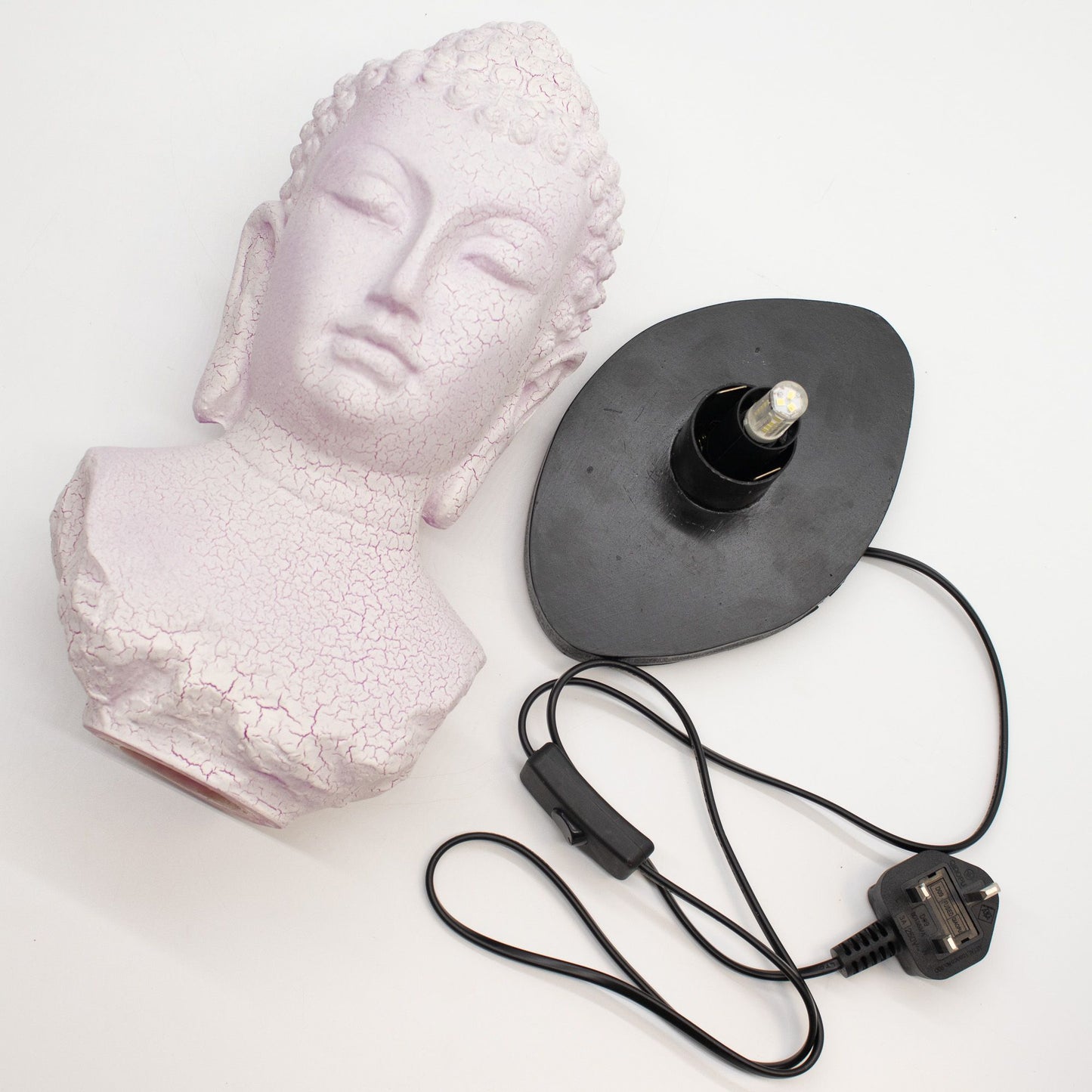 Lámpara de busto de Buda craquelado en color cereza - base oval