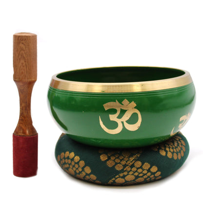 Grand ensemble de bols chantants tibétains - Arbre de vie - Vert 14 cm