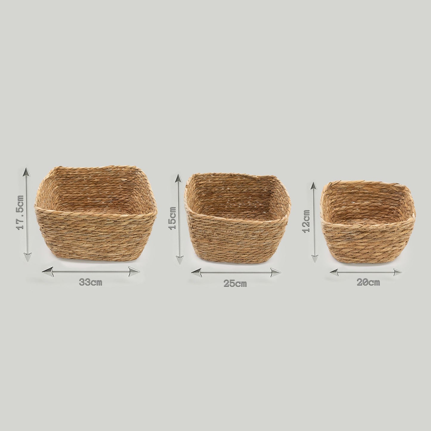 Quadratische Seegraskörbe – Natur – 3er-Set