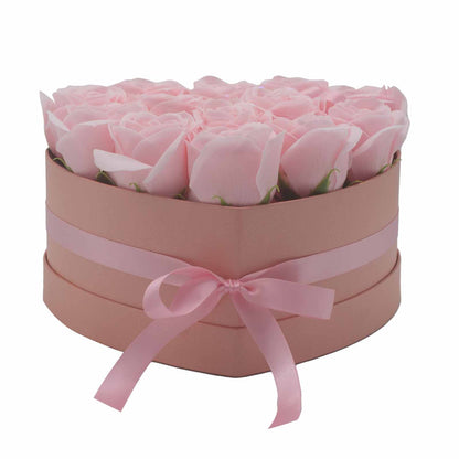 Caja de Regalo - Flor de Jabón  13 Rosas Rosas - corazon