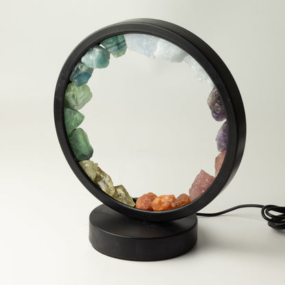 Lámpara con halo de piedras preciosas - 7 chakras - 7 gemas