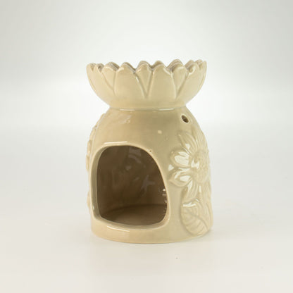 Quemador de aceite de girasol de cerámica - beige pastel