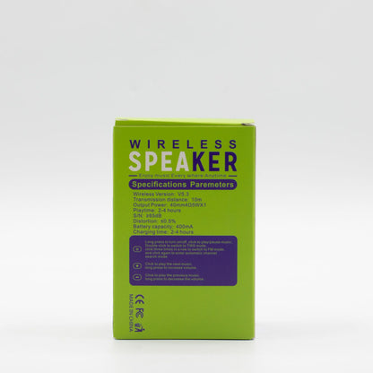 Altavoz mini verde con gancho para acampar