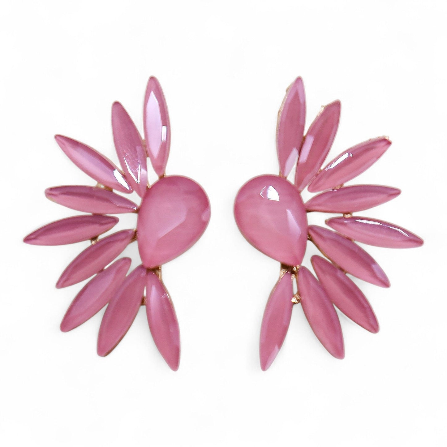 Rosa suave - Vidrio vintage - Alas de ángel - Aretes